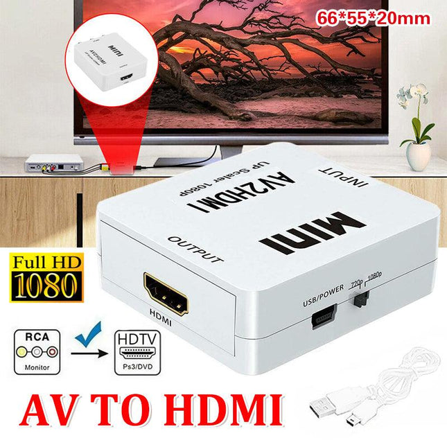 AV2HDMI Composite AV CVBS 3RCA to HDMI 1080p Converter Adapter Video Upscaler HD - Aimall