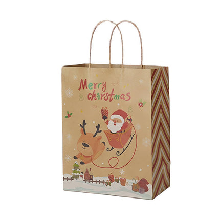 25PCS Christmas Tote Bags Kraft Paper Gift Bags Party Favor Holiday