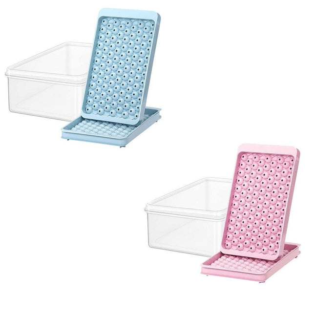 Small Round Ice Compartment Box with Lid Plastic Ice Cube Moulds Freezer Storage