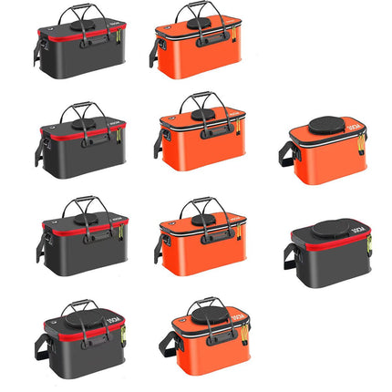 Portable Folding EVA Fishing Bucket Multi Use Live Fish Container with Strap