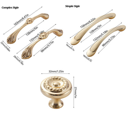 Pure Copper European Brass Drawer Handle Gold Cabinet Door Pull Wardrobe Knob