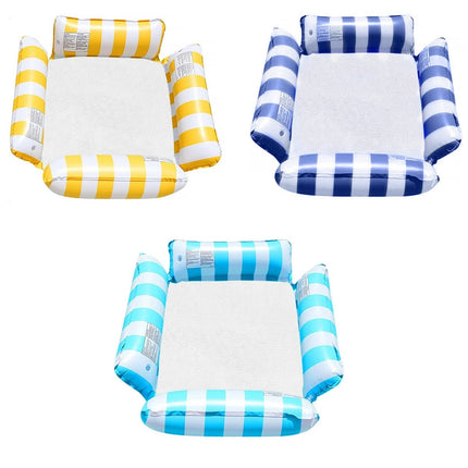 Inflatable Pool Float Lounge Chair Foldable Floating Raft Striped Air Bed