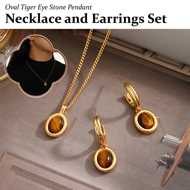 Simple Fashion Brown Necklace and Vintage Earrings for Women Elegant Jewelry