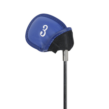 Blue Golf Club Head Covers Set PU Leather 12pcs Iron Protector Case Accessories