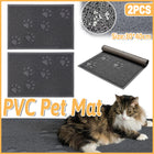 Pet Food Mat 2PCS Paw Print Design Non Slip Floor Feeding Mat for Dogs and Cats