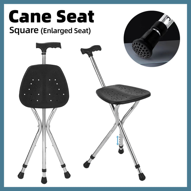 Foldable Seat Cane with Tripod Chair Portable Walking Stick Seat Outdoor Travel