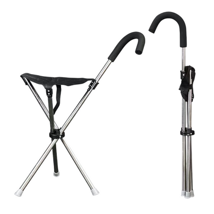 Foldable Walking Cane Chair with Seat Lightweight Portable Mobility Aid for Outdoor Use