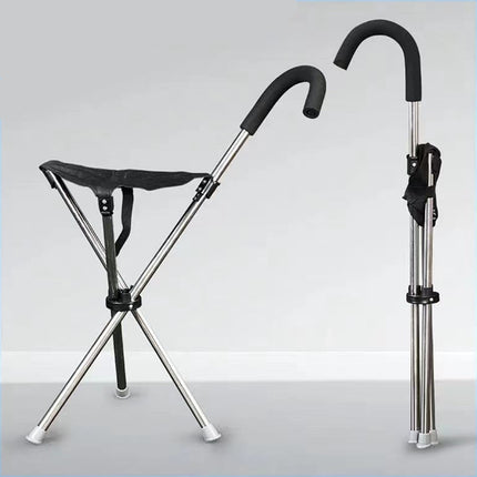 Foldable Walking Cane Chair with Seat Lightweight Portable Mobility Aid for Outdoor Use