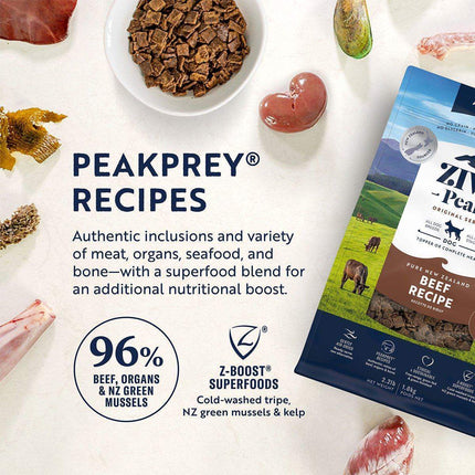 ZIWI Peak Air Dried Beef Dog Food  Best Dry Dog Food for Dogs  Puppies1kg or 2.5kg