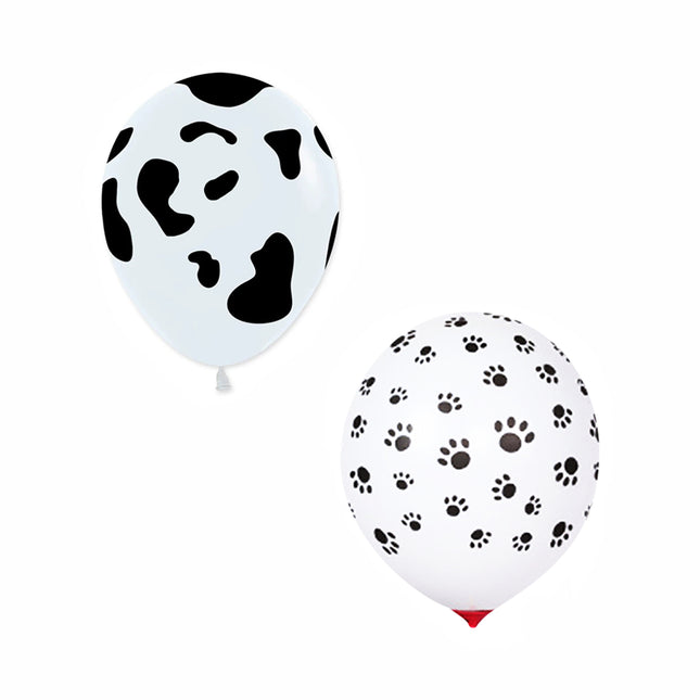 12pcs Cow Print or Paw Print Balloons White Latex Party Decorations 12 Inch