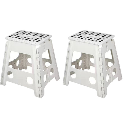 2PCS Plastic Folding Stool Set Portable Space Saving Step Stools Indoor Outdoor