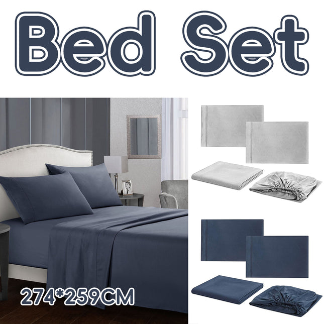 Bedding Set 4 Piece Fitted SheetSoft Breathable Wrinkle Resistant for Home Hotel