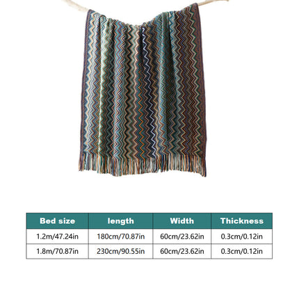 Peacock Blue Houndstooth Bed Runner Decorative Throw for Hotel or Home Bedding