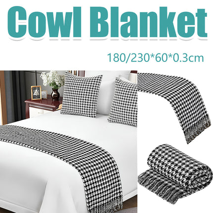 Black and White Houndstooth Bed Runner Decorative Throw for Hotel or Home Bedding