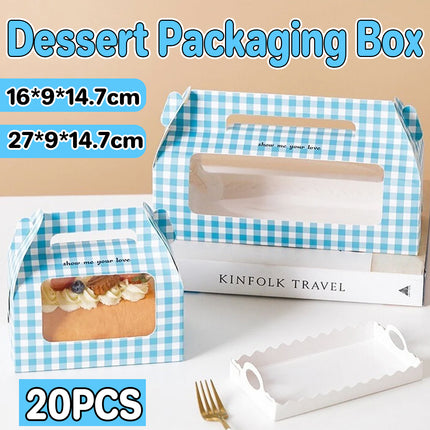 20PCS Handheld Dessert Packaging Boxes with Window for Cakes Cookies