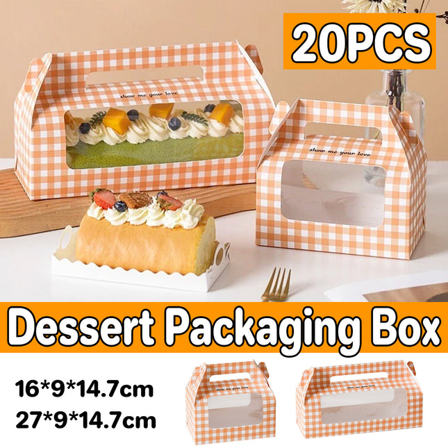20PCS Handheld Dessert Packaging Boxes Windowed Anti Crush For Cakes Cookies