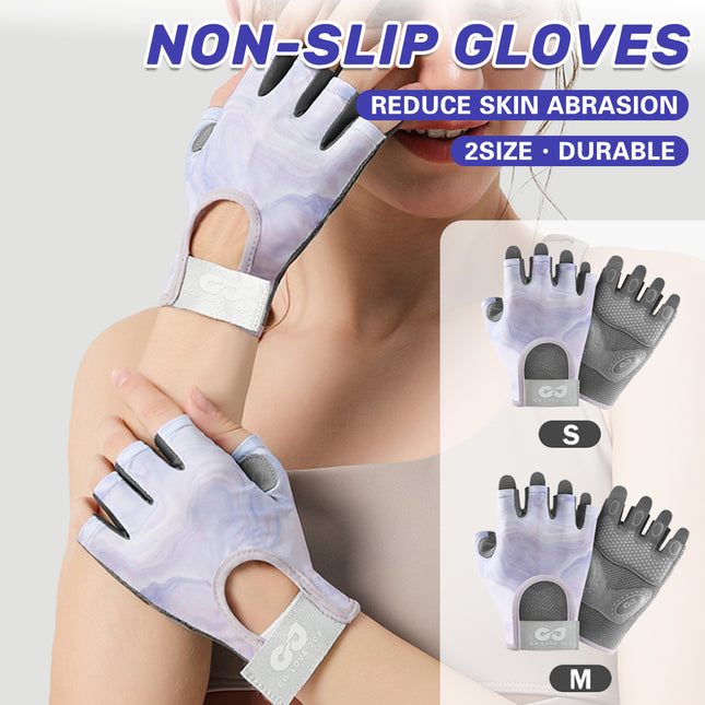 Fingerless Sports Gloves Non Slip Breathable Purple for Cycling