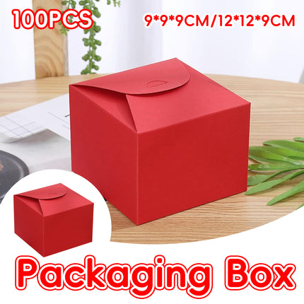 100PCS Square Pastry Box Kraft Paper Cake Box for Cake Dessert Packaging Use