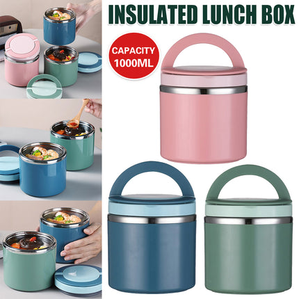 1L Large Capacity Stainless Steel Insulated Lunch Box Food Container Durable