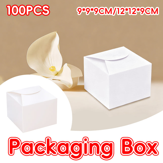 100PCS Kraft Paper Pastry Boxes Square Cake Boxes for Dessert and Bakery Packaging