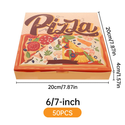 50 Pcs 6/7-Inch Pizza Takeaway Boxes Food Grade Leakproof Greaseproof