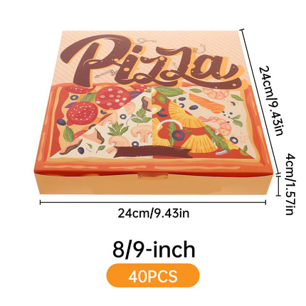 40 Pcs 8/9-Inch Pizza Takeaway Boxes Food Grade Leakproof Greaseproof