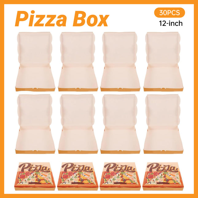 30 Pcs 12-Inch Pizza Takeaway Boxes Food Grade Leakproof Greaseproof