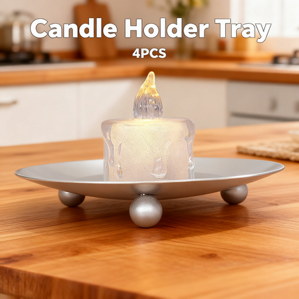 4PCS Metal Candle Holder Aromatherapy Candle Base Tray for Home Living Room