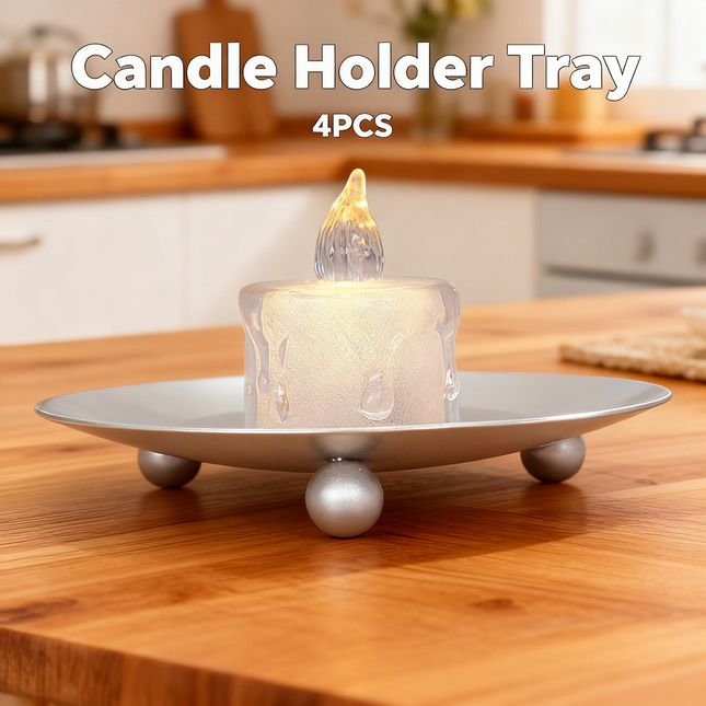 4PCS Metal Candle Holder Aromatherapy Candle Base Tray for Home Living Room