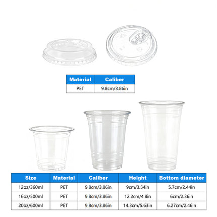 Disposable Plastic Cold Drink Cup with Lids for Takeaway Beverage Use