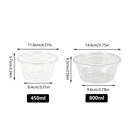 50PCS Food-Grade Disposable Round Takeout Container 450/800ml