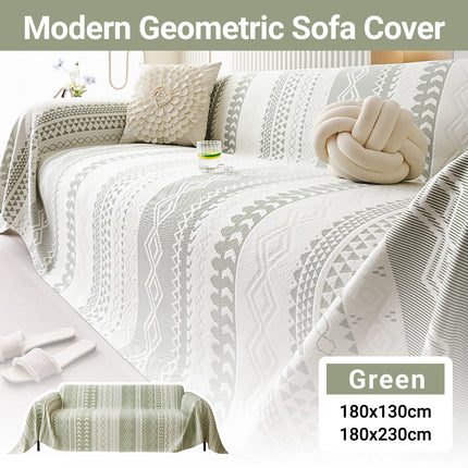 Sofa Cover Modern Geometric Green Breathable Soft for Living Room