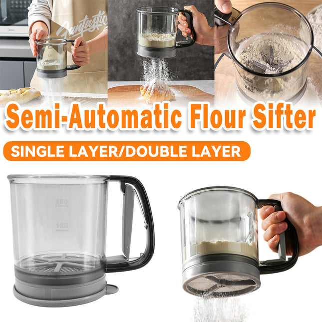 Semi Automatic Handheld Flour Sieve Fine Mesh Food Grade Baking Sifter