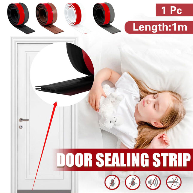 Door Seal Strip 1m Weather Stripping Sound Proof Warm Keeping Self Adhesive