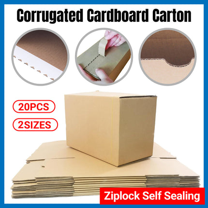 20PCS Corrugated Cardboard Boxes 2 Sizes for Ecommerce Storage Packing Sturdy
