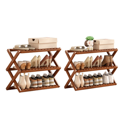 Multi-Layer Shoe Rack Bamboo Non-Slip for Home Entryway Space Saving Storage