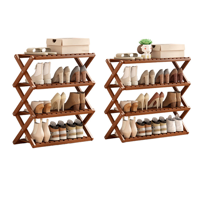 Bamboo Shoe Rack Multi-Layer Foldable Non Slip Space Saving Storage