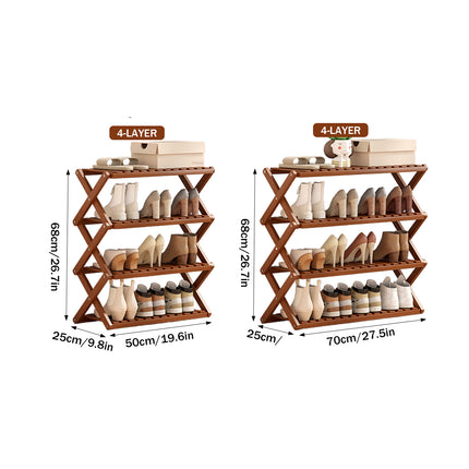 Bamboo Shoe Rack Multi-Layer Foldable Non Slip Space Saving Storage