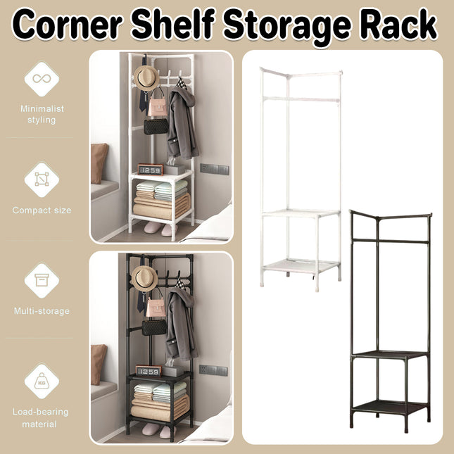 Corner Storage Rack Sturdy Space Saving for Hats Bags Coats Scarves Organize