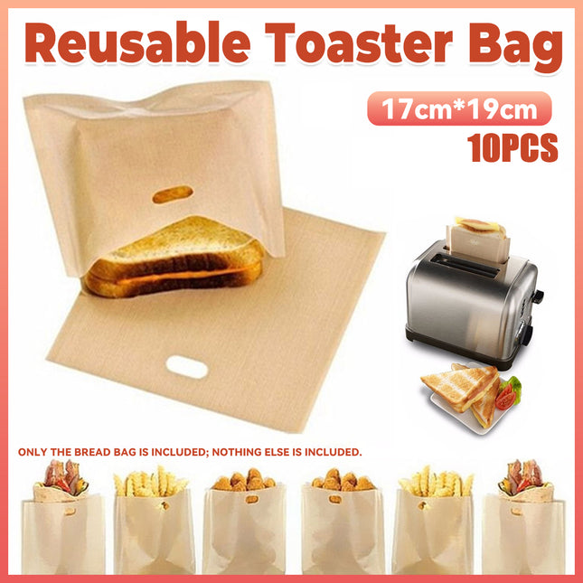 10 PCS Reusable Toaster Baking Bags Heat Resistant for Oven Microwave
