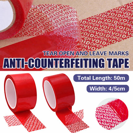 Red VOID Tamper Evident Sealing Tape for Cartons Documents and Parcels