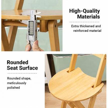 Foldable Bamboo Bar Stool with Backrest Space-Saving Lightweight Design