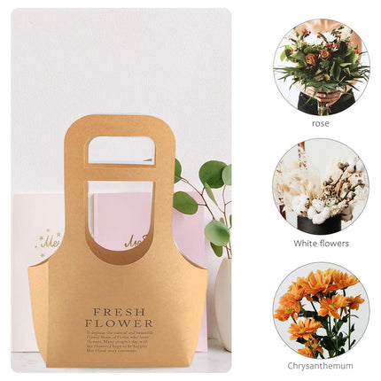 10PCS Handheld Kraft Paper Flower Gift Bags Natural Finish for Bouquets