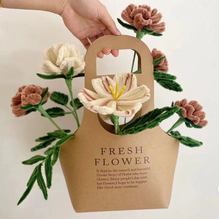 10PCS Handheld Kraft Paper Flower Gift Bags Natural Finish for Bouquets