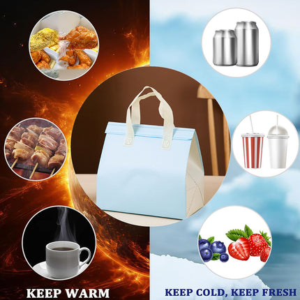 50PCS Blue Takeaway Packaging Bags with Handles and Self-Adhesive Seal