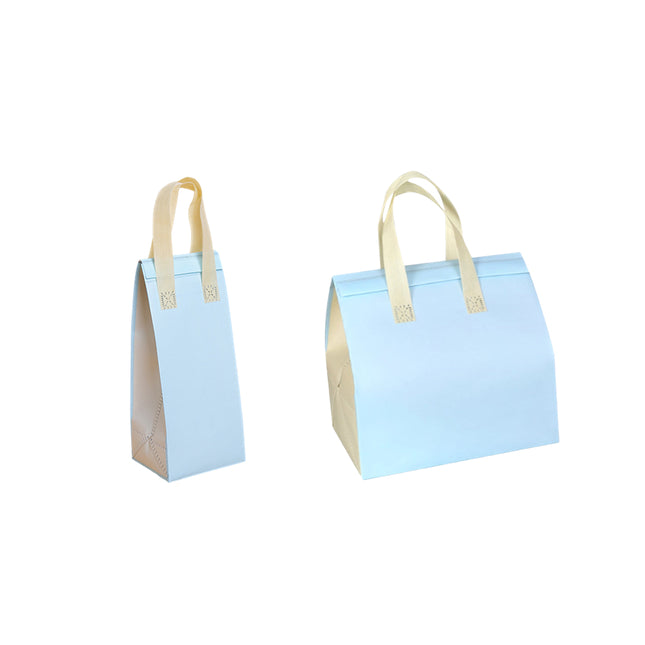 50PCS Blue Takeaway Packaging Bags with Handles and Self-Adhesive Seal