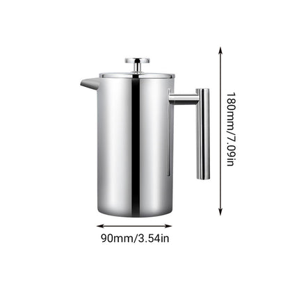 French Press Coffee Pot 600ml 304 Stainless Steel for Home Office Tea Coffee