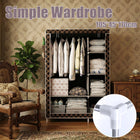 Simple Steel Frame Wardrobe Sturdy Dust-Proof for Clothes Hat Coat Storage Use