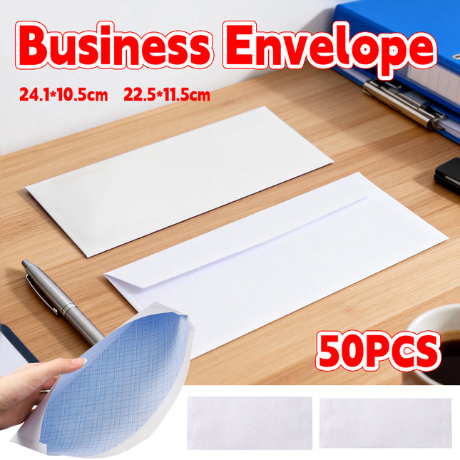 50 Pack White Plain Business Envelopes Peel and Seal Mailing Envelopes