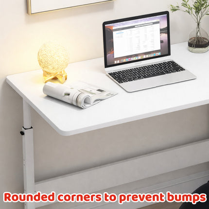 Adjustable Bedside Table with Wheels Laptop Desk Overbed Table